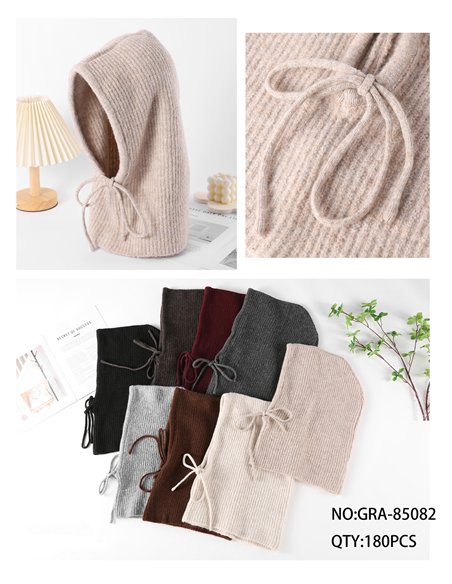 Balaclava de punto canalé con lazo
