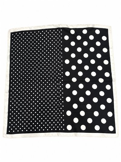 Lenço quadrado bicolor com estampa de bolinhas