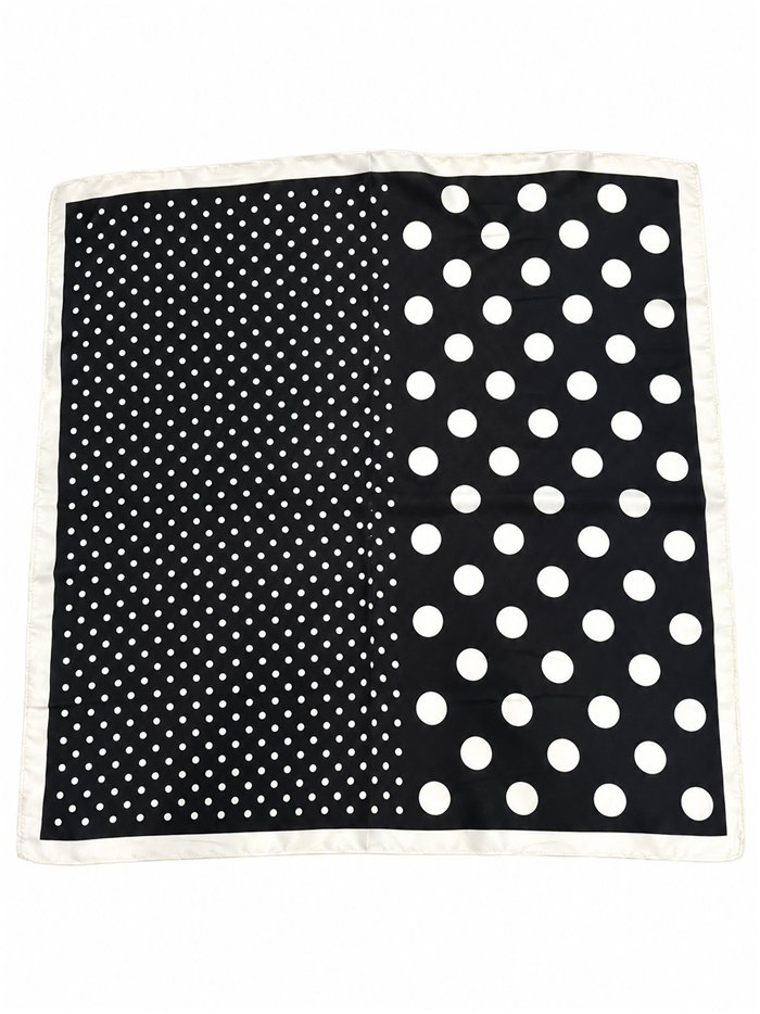 Lenço quadrado bicolor com estampa de bolinhas