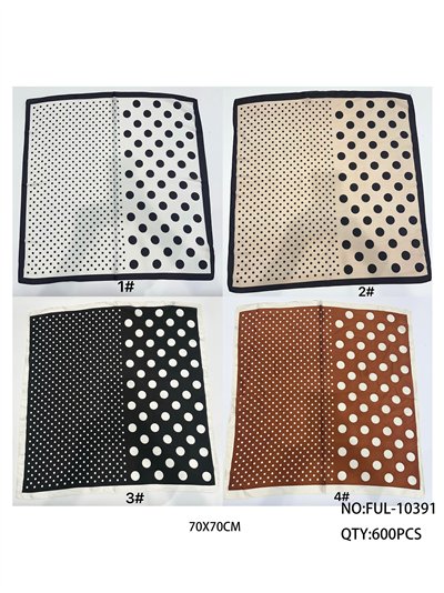 Lenço quadrado bicolor com estampa de bolinhas 2