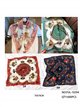 Pañuelo cuadrado estampado carruajes y borlas