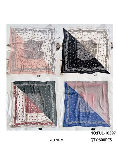 Pañuelo cuadrado estampado bandana bicolor 2