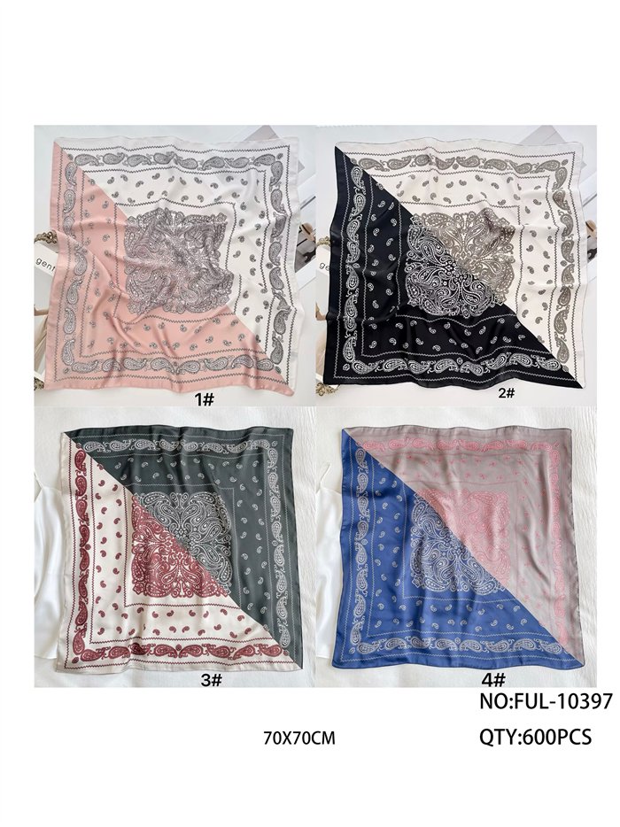 Pañuelo cuadrado estampado bandana bicolor