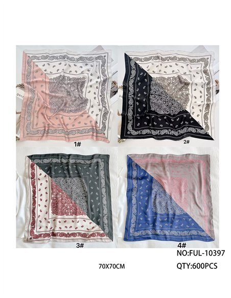 Pañuelo cuadrado estampado bandana bicolor