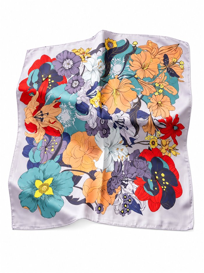 Pañuelo cuadrado estampado floral multicolor