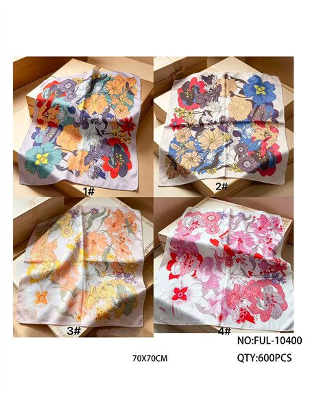 Pañuelo cuadrado estampado floral multicolor