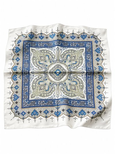 Pañuelo cuadrado satinado estampado arabesco