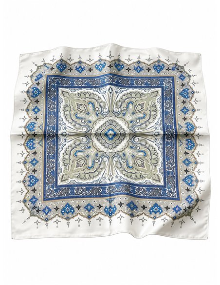 Pañuelo cuadrado satinado estampado arabesco
