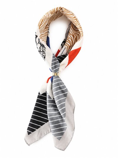 Animal and stripe print ring scarf