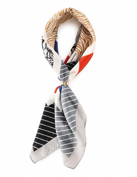 Animal and stripe print ring scarf
