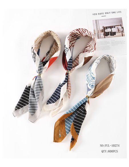 Animal and stripe print ring scarf