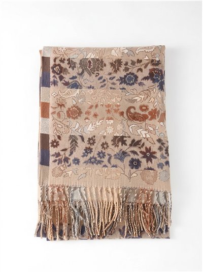 Jacquard-Schal mit Vintage-Blumenmuster