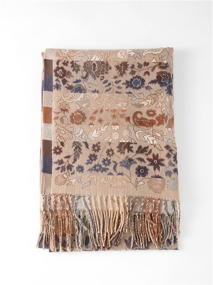 Jacquard-Schal mit Vintage-Blumenmuster