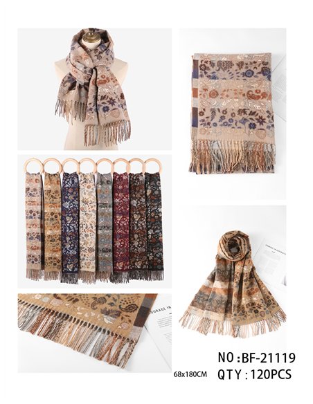 Jacquard-Schal mit Vintage-Blumenmuster