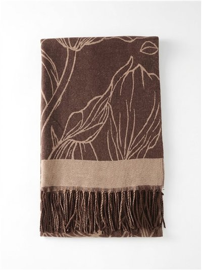 Minimalist line art floral contour scarf