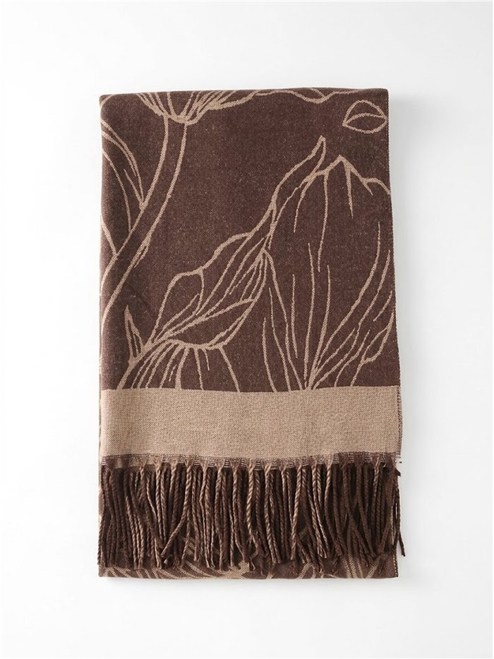 Minimalist line art floral contour scarf