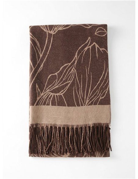 Minimalist line art floral contour scarf