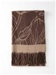 Elegante sciarpa con motivi botanici lineari e striscia a contrasto