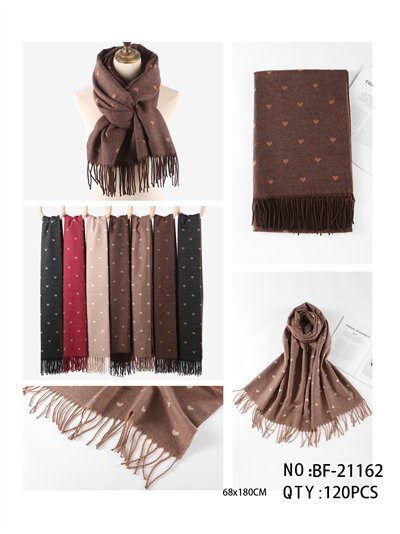 Sciarpa con mini cuori e motivo a frange classico 2