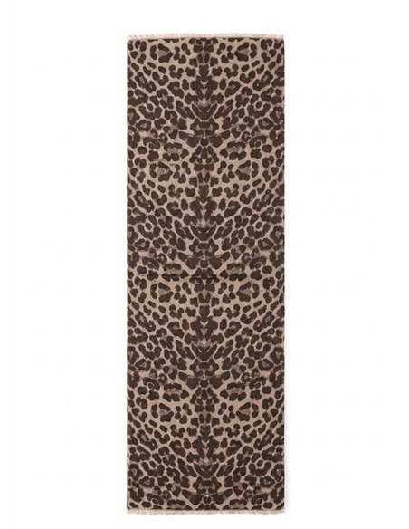Bufanda estampada de leopardo y acabado desflecado