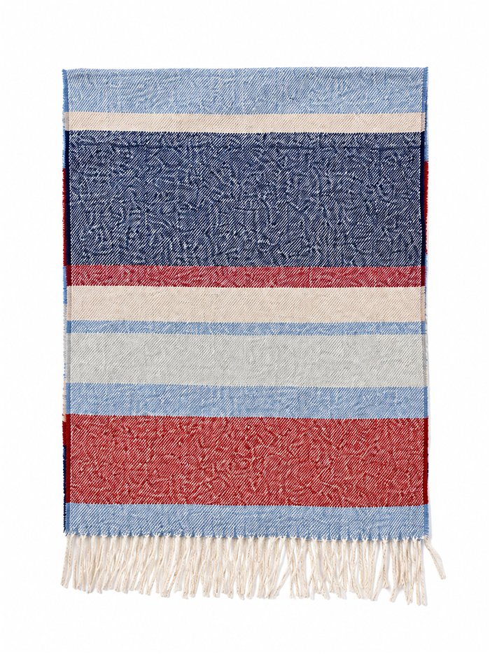 Heather stripe cozy fringe scarf