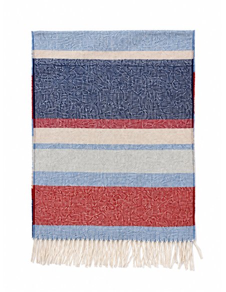 Heather stripe cozy fringe scarf