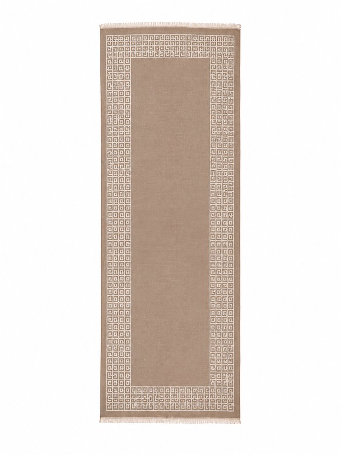 Lenço jacquard elegante com estampa geométrica de inspiração clássica.