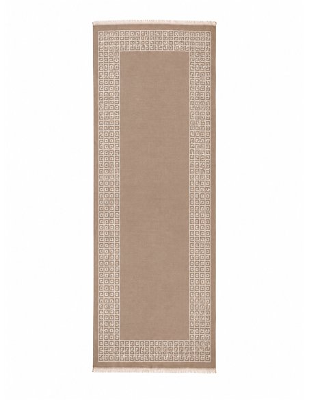 Lenço jacquard elegante com estampa geométrica de inspiração clássica.