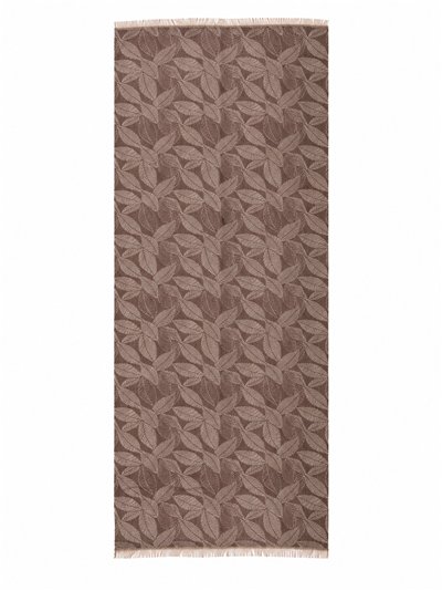 Leaf jacquard fringe scarf