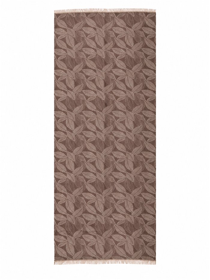 Leaf jacquard fringe scarf