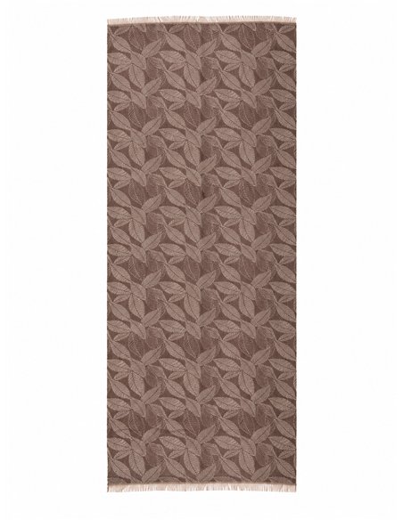 Leaf jacquard fringe scarf