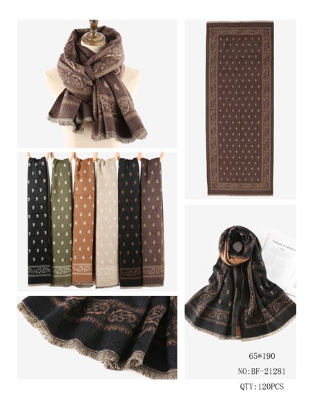 Bufanda estampada paisley y acabado desflecado