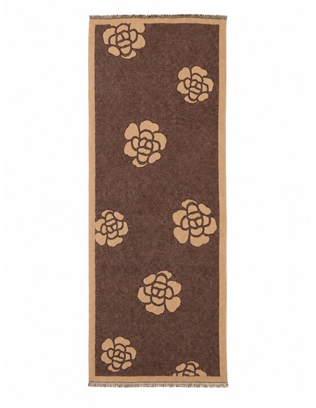 Sciarpa con stampa floreale e orlo sfrangiato