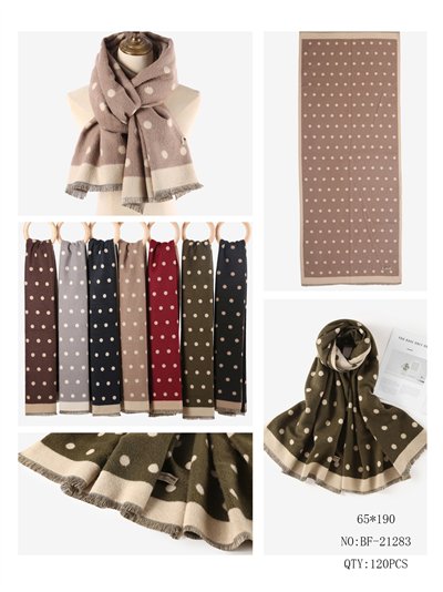 Schal mit Polka-Dot-Muster und ausgefranstem Saum 2