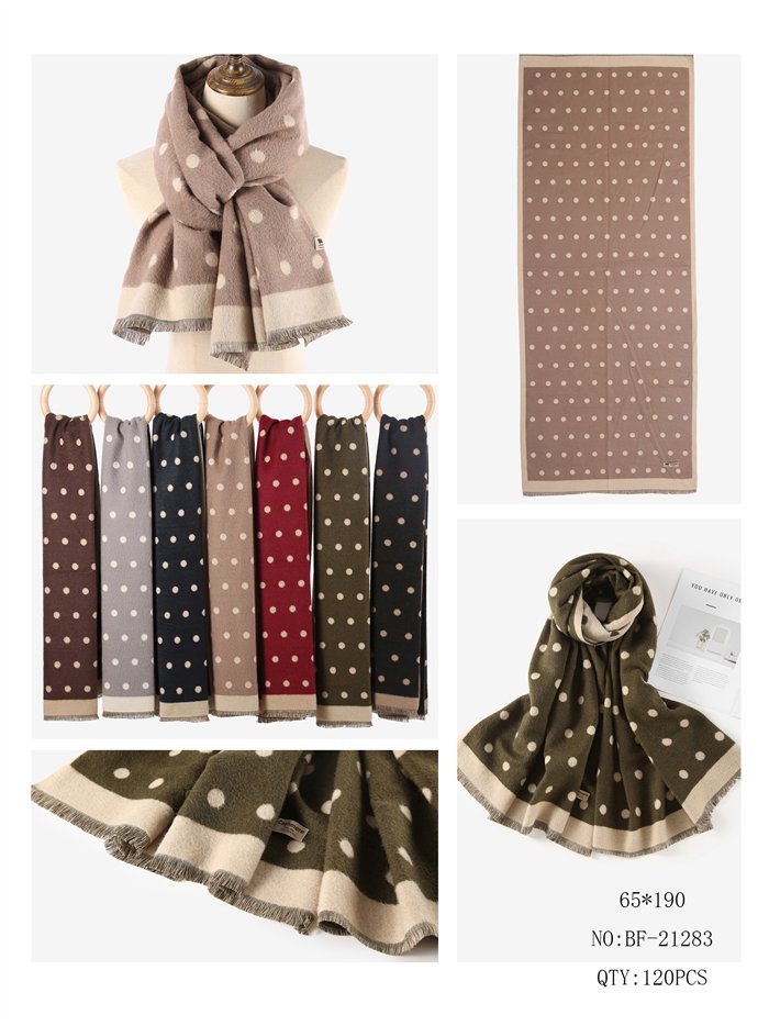 Schal mit Polka-Dot-Muster und ausgefranstem Saum