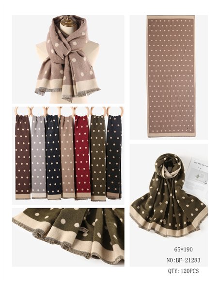 Schal mit Polka-Dot-Muster und ausgefranstem Saum