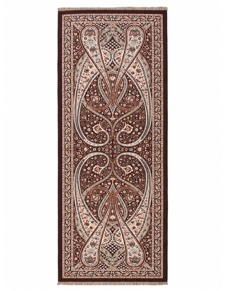Lenço clássico com estampa paisley e acabamento desfiado.
