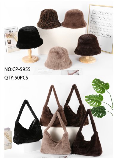 Conjunto gorro y bolso de pelo sintético 2