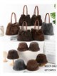 Conjunto gorro y bolso de pelo sintético