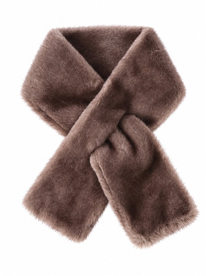 Cuello cruzado de pelo sintético