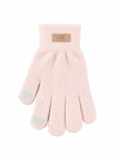 Soft knit gloves with patch
