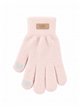 Soft knit gloves with patch