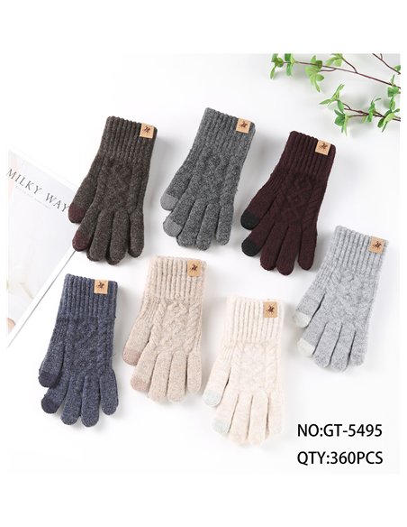 Guantes de punto trenzado