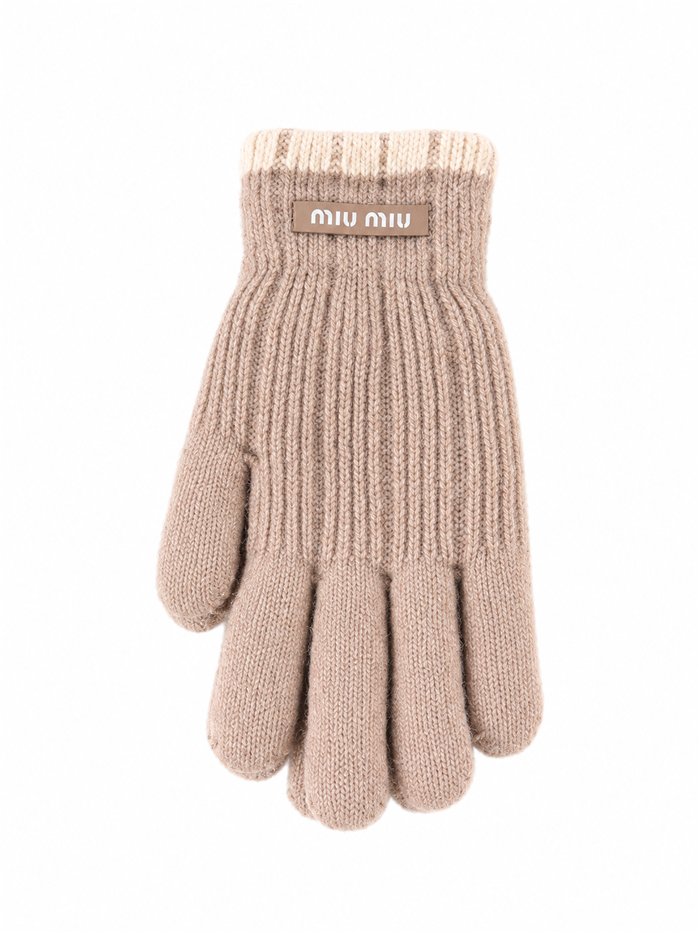 Guantes de punto puño a contraste