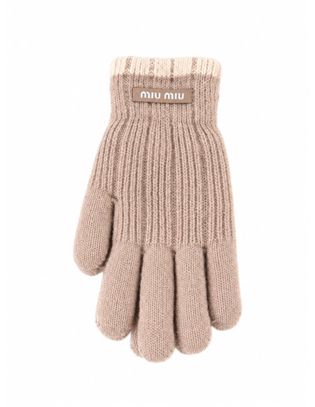 Guantes de punto puño a contraste