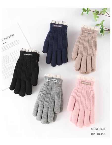 Guantes de punto puño a contraste