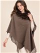 Poncho liso cuello de pelo sintético