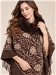 Poncho floral cuello de pelo sintético