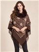 Poncho floral cuello de pelo sintético
