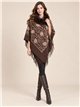 Poncho floral cuello de pelo sintético